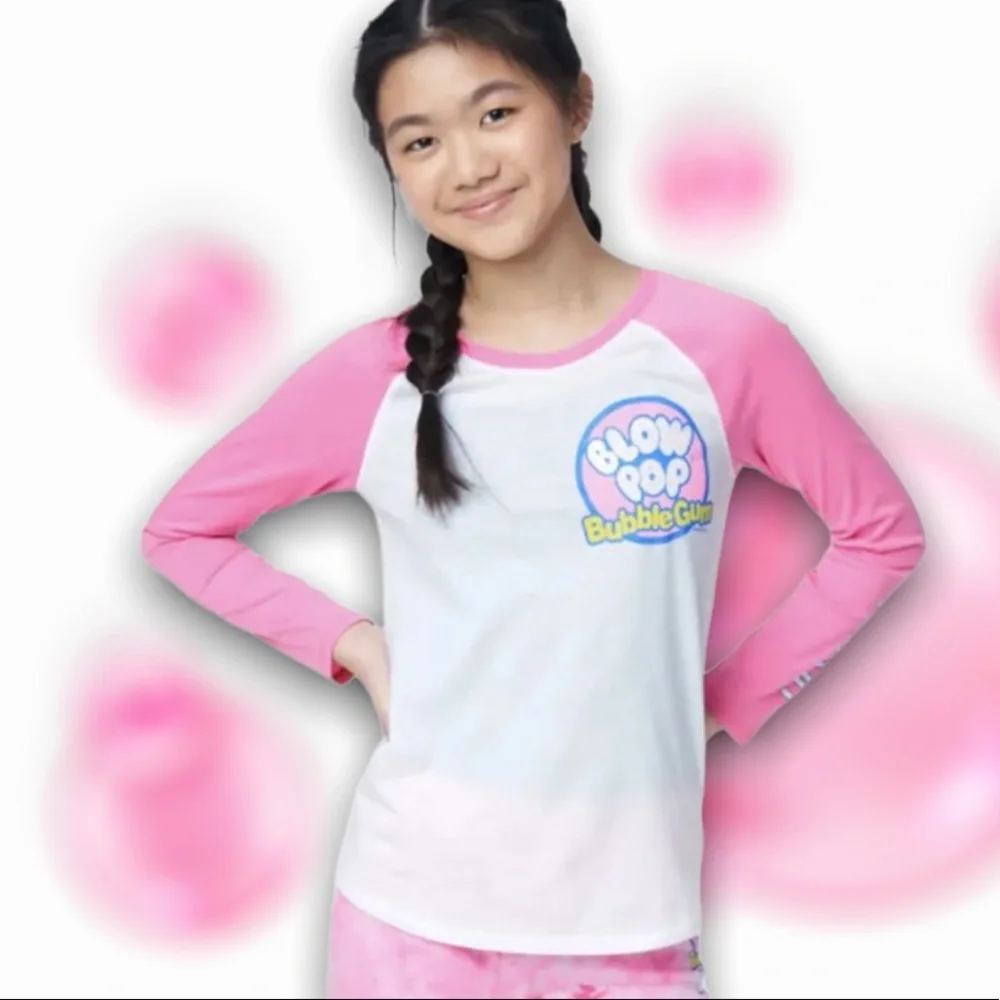 Justice girls t-shirt blow pop bubble gum lollipops candy Scented top new M, SM